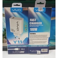 TC Charger Casan Vivo Y11 180W Support Fast Charging Cable Micro and Type C / Travel Charger Vivo Y1