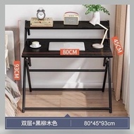 INTER HOME  โต๊ะทำงานไม้ ชั้นวางของ พับได้ ไม่ต้องประกอบ โต๊ะคอม โต๊ะพับ ชั้นวาง 80 x 50 x 92.5 cm