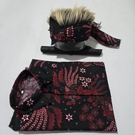 Set Kemeja batik+Udeng rambut pria one set Kemeja Batik+Ikeutblangkon rambut palsu pria keren casual