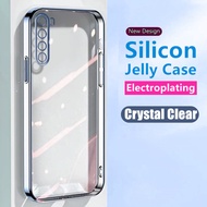 For OnePlus Nord AC2001 AC2003 Flexible Soft Silicone Edge Plating Jelly Case Crystal Clear Anti-yel
