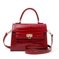New Lacquer Skin Crocodile Pattern Womens Handbag Top Layer Cowhide Styled High Grade Single Shoulde