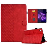 全城熱賣 - 適用於聯想Tab M10 / M10 Plus FHD X606F 菱形方塊壓花智能休眠平板皮套（紅色）