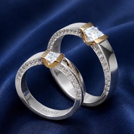 SAN950 Couple Engagement Wedding Ring C519 - 950 Silver Palladium PLATINUM & White Gold | Handmade C