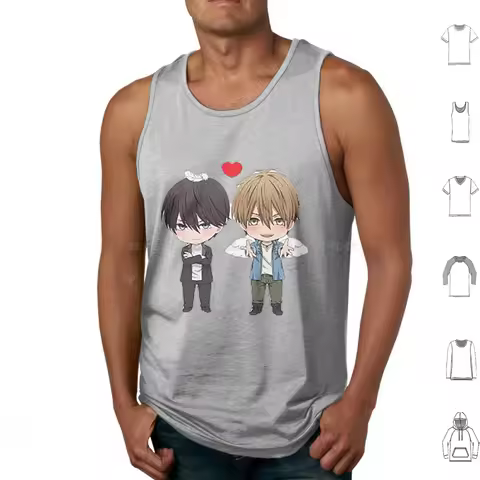 Otoko Chibi Tank Tops Print Cotton Otoko Yaoi Cute Kawaii Boys Love Uke Seme Adorable Aww Anime Mang