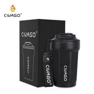 CIVAGO（13oz）กระบอกน้ำสแตนเลสพร้อมฝาปิด เคลือบเซรามิก แก้วสุญญากาศ รักษาความร้อนและเย็น