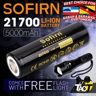 21700 Battery : 5000mAh Li-ion Rechargeable with Flashlight - for East [SARAWAK & SABAH] - - TAC-T