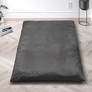 ROFIEJOX 2023 Newest Floor Mattress - Velvet Fabric, Tufted Cushion Core with Removable Washable Cover, Travel Guest Futon Mat, Foldable Portable Sleeping Pad, (80x39x4) Twin Bed, Dark Grey