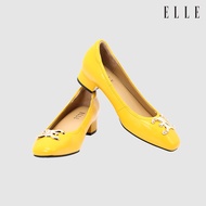 ELLE SHOES รองเท้าหนังแกะ ทรงส้นเหลี่ยม LAMB SKIN COMFY COLLECTION รุ่น Block heel สีเหลือง ELB003