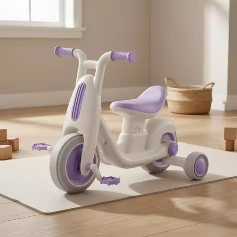 Three-Wheeled Push-Along Tricycle Footrests Push-Along Tricycle Toddler Trike Balance and Coordinati