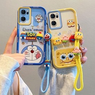 Case Compatible For Oppo Reno 7 5G Cartoon Cat Lanyard 3D Soft phone case