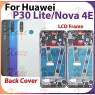 For Huawei P30 Lite / Nova 4e Battery Back Cover Full Set with Middle Frame Buttons Camera Lens Fram