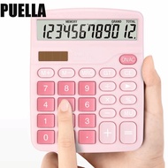 PUELLA Electronic Calculator, Dual Power Supply 12 Digits Scientific Calculator, Finance Portable Li