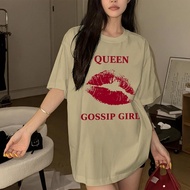 UT shop Cotton T-Shirt 1 松GOSSIP GIRL Oversize Style Round Neck Short Sleeves Soft And Comfortable F