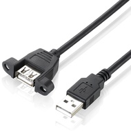 USB 2.0 Extension Cable Male To Female with Screw Panel Mount Foil+Braided Shielded 30cm 50cm 1m 2m 