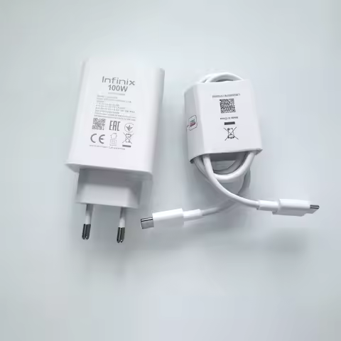 Infinix 100W EU Super Fast Charging Power Adapter 1M 6A PD Cable for Infinix Note 40 30 Zero 8 Ultra