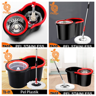 COD Spin Mop Alat Pel Putar Otomatis Peras Tanpa Pakai Tangan Stainless Steel Lantai Super Bersih + 