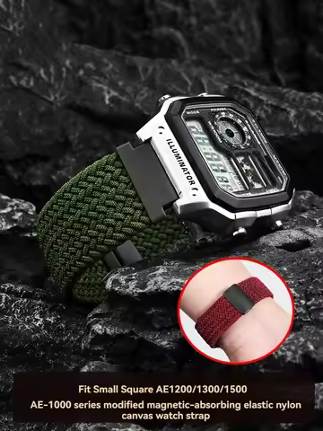 Elastic Nylon Watch Strap for Casio A158 A168 A159 A169 F91W AE-1200WHD/ae1300 | Magnetic Buckle Qui