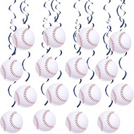 24 Pieces 7.9 Inch Baseball Party Hanging Swirl Baseball Party Decorations Baseball Party Supplies S