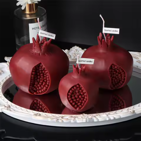 3D Big Red Pomegranate Candle Mold Silicone Pinapple Ananas Soap Wax Making Emulational Guava Fruit 