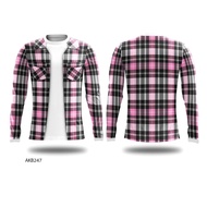KEMEJA Bicycle Jersey T-Shirt With Custom Flannel Shirt Motif AKB247