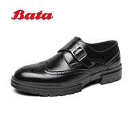 รองเท้าหนัง Bata สำหรับชุดทำงานผู้ชายหัวเข็มขัดพื้นรองเท้าหนาความสูงรองเท้าหนังทางการผู้ชายรองเท้าหนังขนาดใหญ่45 46