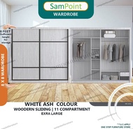 Sampoint Wardrobe 6ft x 8ft / Wardrobe Anti-Jump Sliding Door(With Installation) / Almari Baju Besa 