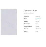 KERAMIK DINDING SIGNATURE DIAMOND GREY 25X40 KW1