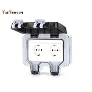 EU Plug Rainproof  IP66 16A Double Socket Waterproof Charging Socket Box