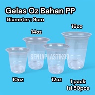 Plastic Cups 10oz 12oz 14oz 16oz - Contents 50Pcs Coffee Cups Warung Oz Cup