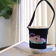 【動物系列杯套】可愛動物 河馬 凸毛 立體刺繡 杯套 環保提袋