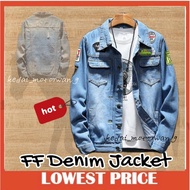 FF bomber Jacket Men Fashion Slim Denim Jacket Jeans Coat jaket seluar jeans lelaki