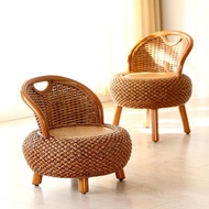 HY-D Household Rattan Chair Armchair Solid Wood Rattan Chair Balcony Leisure Single Tatami Chair Living Room Chair round