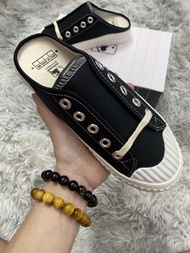 Giày sục nữ M.L.B Ny ⚡ SALE SỐC ⚡ Giày đạp gót vải canvas thêu màu đen classic Ulzzang mẫu hotrend 2