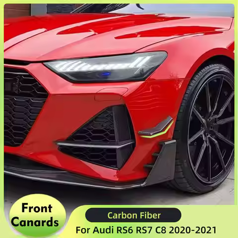 Prepreg Dry Carbon Car Front Bumper Canards for Audi RS6 RS7 C8 Sportback 2020 2021 Car Front Flaps 