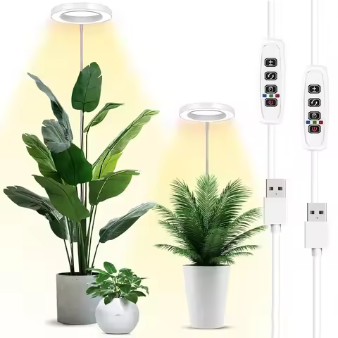 LED Grow Light Stand for Indoor Plants, 5V/2A Full Spectrum Desk Growth Lamp with 8h/12h/16 Timer, H