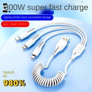 One for Three Spring Data Cable Suitable for Android Phone 6A Flash Charging Cable Car