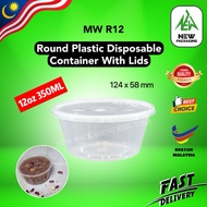 MW-R12 Round Plastic Microwave Food Container with Lids 350ML [10/50 Sets] - Bekas Plastik Bulat