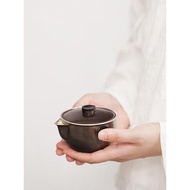 龍顏堂純銀S999手抓壺蓋碗日式茶具純手工熏銀泡茶杯三才杯泡茶壺