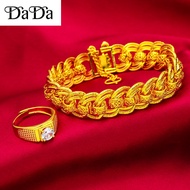 Original 916 gold mens classic atmospheric bracelet ring set
