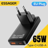 Essager 65W A+C GaN Flash Charge Ultra-thin Chargers QC4.0 PD3.0 Ultrathin USB-A+Type-C 65W Fast Cha