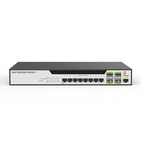 XikeStor 12 Ports Layer2 Managed PoE hub,8 2.5G poe RJ45 +4 10G SFP+ Ports WEB/CLI Management Port A