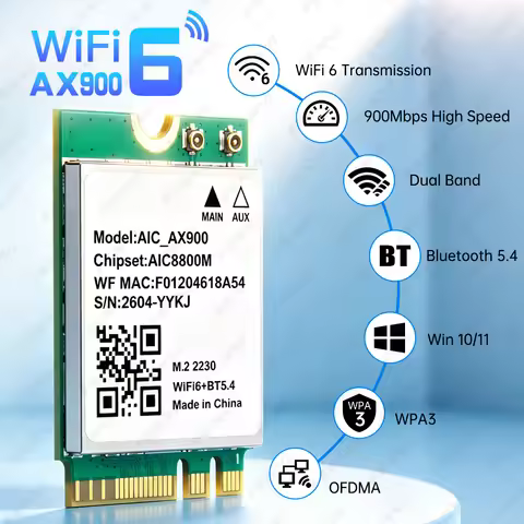 fenvi WiFi 6 Bluetooth 5.4 M.2 Network Card AX900 Dual Band 2.4G&5GHz Wireless Adapter For Laptop PC