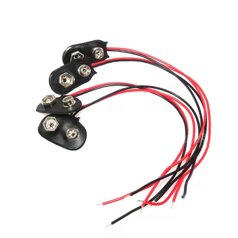 5pcs 9V Battery Clips 10cmBlack Red 2Wired Cable Connection Connector Buckle 9 Volt Battery Clip Con