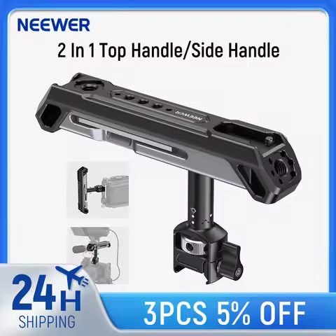 NEEWER 2 In 1 Top Handle/Side Handle Camera Cage Video Rig Handle with 360° Rotatable NATO Rail Clam