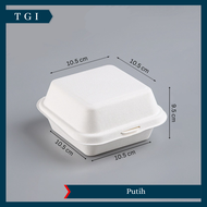 [50 PCS] KOTAK BURGER KECIL SERAT TEBU ECOFRIENDLY BAGASSE BURGER BOX MINI CAKE BOX KOREAN BENTO BOX