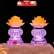 TRUTH THIEN MY Lapis lazuli Lotus Altar Lamp, Altar Lamp, Altar Decoration HSLL-17