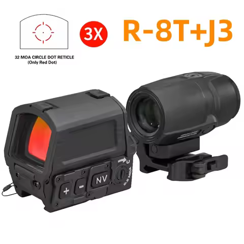 R-8T+J3 Tactical Holographic Red Dot Sight 3X Magnifying Scope with NV Function Motion Sensing Combo
