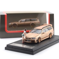 ZOOM X ARTWORK 1/64 STAGEA GT-R R34 WAGON OPENABLE HOOD WITH DETAILED ENGINE GOLD WITH FIGURE EXCLUS
