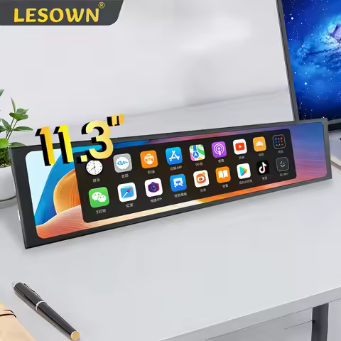 LESOWN Portable Ultra Wide Monitor 11.3 Inch Stretched Strip Display 440x1920 Plug & Play Mini Auxil