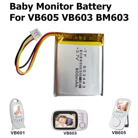 VB603 Baby Monitor Battery VB605 VB603 Battery 503443 503337 3.7V 800mAh Replacement Battery for Vid